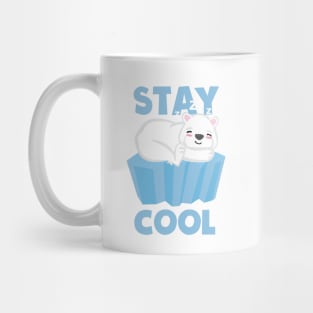 Stay Cool Polar Bear sleeping on an ice cube. Cute kawaii polar bear design Mug